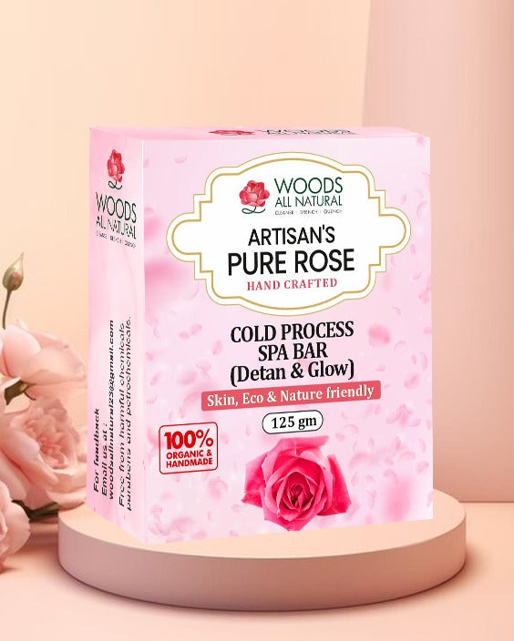 Pure Rose Cold Process Spa Bar | Detan & Glow (125g) - 100% Organic
