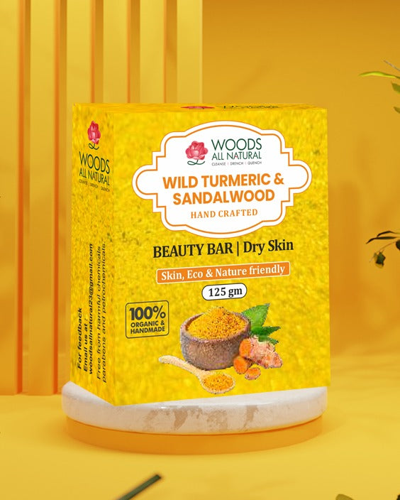 Wild Turmeric & Sandalwood Handcrafted Beauty Bar - Dry Skin (100 g) - 100% Organic