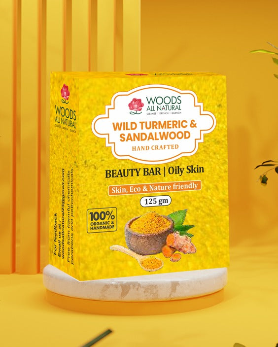 Wild Turmeric & Sandalwood Handcrafted Beauty Bar - Oily Skin (100 g) - 100% Organic