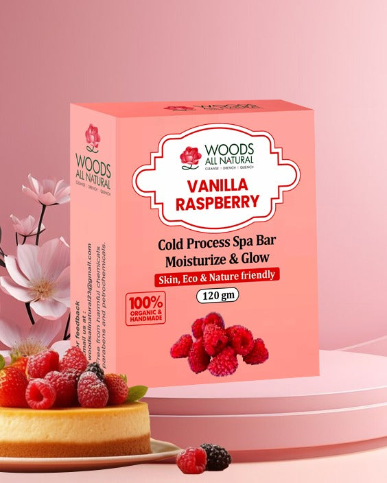 Vanilla Raspberry Cold Process Spa Bar | Moisturize & Glow (125g) - 100% Organic