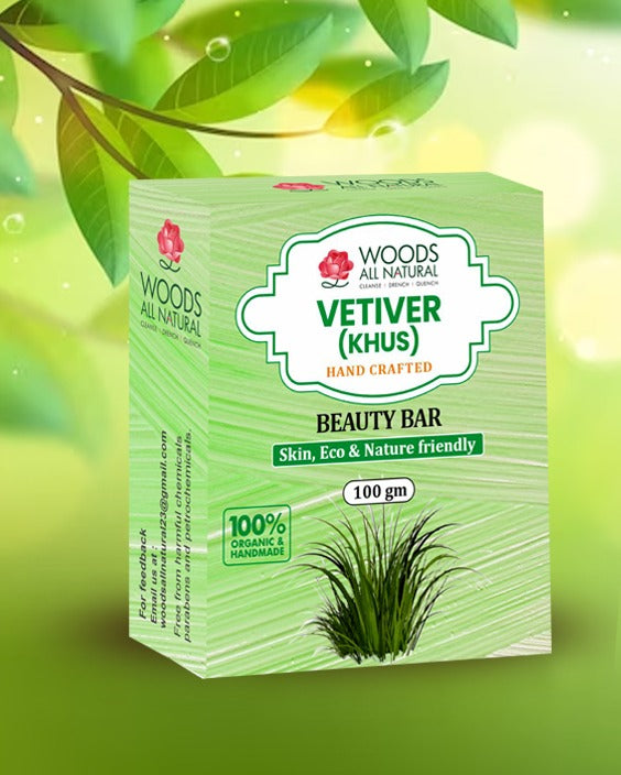 Vetiver (Khus) Handcrafted Beauty Bar (100 g) - 100% Organic