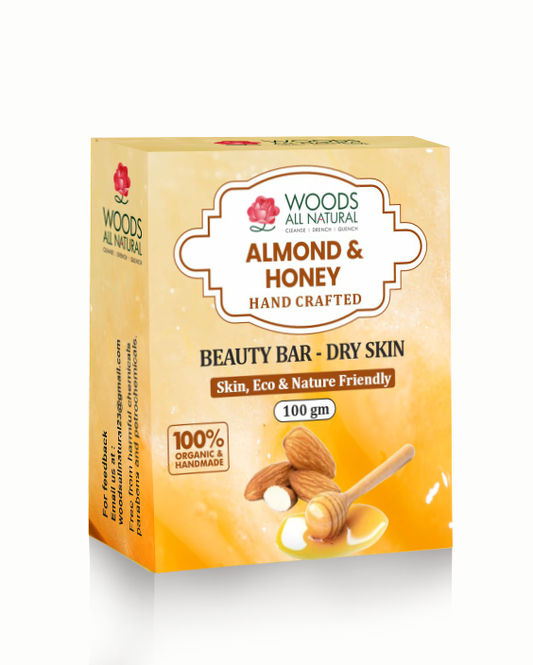Almond & Honey Handcrafted Beauty Bar - Dry Skin (100g) - 100% Organic