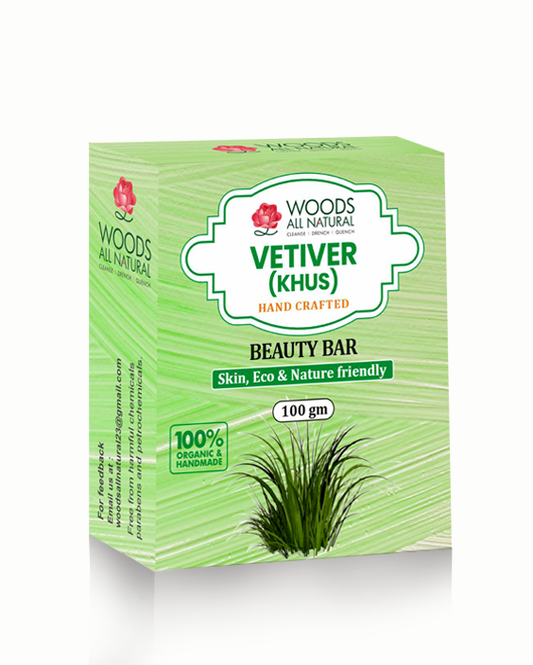 Vetiver (Khus) Handcrafted Beauty Bar (100 g) - 100% Organic