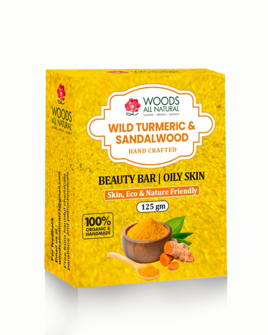 Wild Turmeric & Sandalwood Handcrafted Beauty Bar - Oily Skin (100 g) - 100% Organic